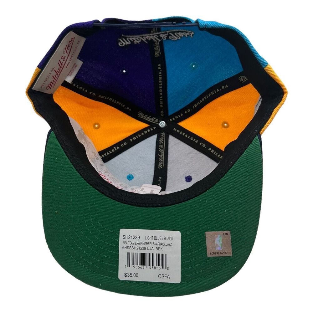 NWT Mitchell & Ness Utah Jazz Pinwheel NBA 75th Snapback Hat‎ Cap - Picture 6 of 6
